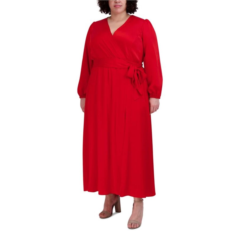 Signature by Robbie Bee Womens Maxi A-line Dress, Red, Plus Size, 24W, DM